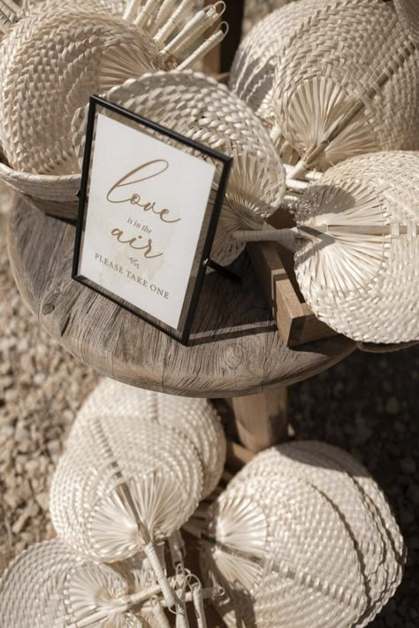 Wedding Folding Fans: A Breezy Favor for a Sun-Kissed Wedding in Greece Fan Palm Wedding, Greek Wedding Theme, Fans For Wedding, Greek Wedding Favors, Greek Theme, Greek Sun, Rich Wedding, Fan Wedding Favors, Thailand Beach