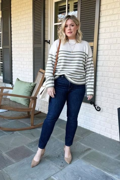 Striped Sweater Outfit, The Small Things Blog, Small Things Blog, Western Wear Outfits, Crossbody Satchel, The Small Things, Plus Size Fashion For Women, Casual Chic Outfit, Chic Outfit