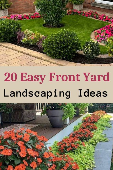 Easy Front Yard Landscaping Ideas Low Cost Front Yard Landscaping, Landscape For Small Front Yard, Landscape Ideas For Front Of House Ranch, Front Yard Easy Landscape Ideas, Long Front Yard Landscaping Ideas, Landscaping North Side Of House, Artificial Lawn Front Yard, Small Front Yard Flower Bed Ideas, Front Bed Landscaping Ideas