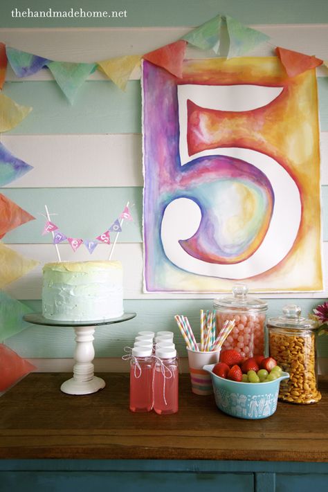 Watercolor Activities, Art Themed Party, Watercolor Party, Painting Birthday Party, Painting Birthday, Number Five, Art Birthday Party, Watercolor Birthday, Painting Party