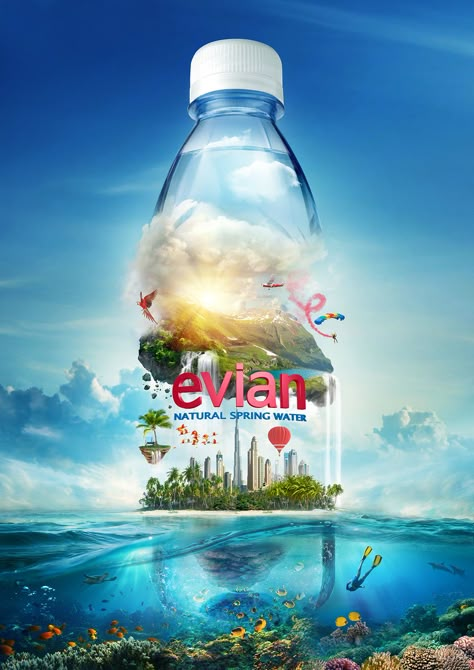 Evian on Behance Donut King, Promo Flyer, Magazine Poster, Natural Spring Water, Natural Spring, Creative Advertising Design, Publicidad Creativa, Bottled Water, Guerilla Marketing