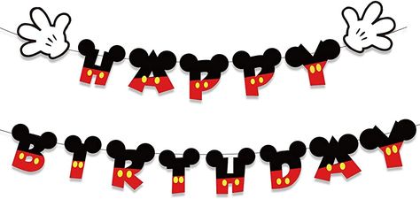 Amazon.com: Morndew 2 PCS Cartoon Mickey Mouse Happy Birthday Banner for Baby Shower Kids Theme Birthday Party Bunting Decorations: Toys & Games Mickey Mouse Happy Birthday, Mickey Mouse Birthday Banner, Happy Birthday Mickey Mouse, Mickey Mouse Banner, Mouse Pictures, Mickey Mouse Theme, Mickey Mouse Pictures, Birthday Banner Design, Party Bunting