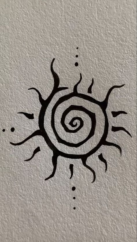 swirl sun tattoo Sun Side Tattoo, Earth Symbol Tattoo, Mx Tattoo, Swirly Tattoo, Meditative Art, Swirl Tattoo, Spiral Tattoos, Sun Tattoo Designs, Hippie Tattoo