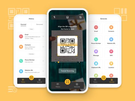 QR Scanner App by Radhika Gadhiya Qr App, Qr Code Scanner App, Qr Code App, Ui Design Tutorial, Qr Scanner, Scan Design, Scan App, Plant App, Scan Qr Code