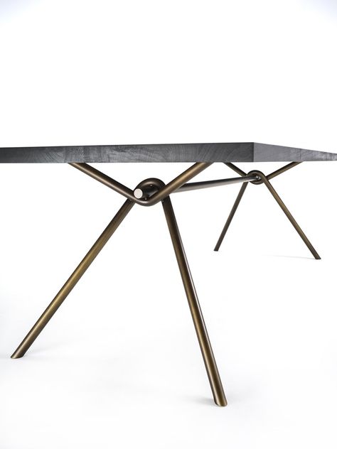 IRON LIGHT SQUARED design GIOVANNA AZZARELLO Iron Base Dining Table, Tubular Dining Table Design, Outdoor Table Iron, Luxury Dining Table Metal, Table Trends, Iron Dining Table, Kitchen Sofa, Iron Table Legs, 17 Stories 69" Iron Dining Table