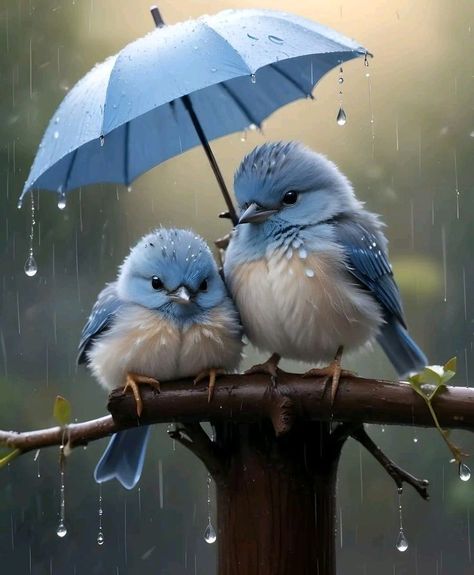 Bird In Rain, Lovely Flowers Wallpaper, Blue Birds, Popular Art, Beautiful Nature Wallpaper, Bird Drawings, Arte Popular, Pretty Birds, Alam Yang Indah