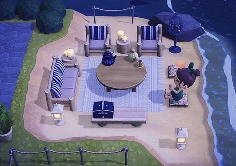 Town Island Animal Crossing, Small Beach Area Animal Crossing, Small Area Animal Crossing, Acnh Small Area Ideas Beach, Animal Crossing Pier Ideas, Small Areas Animal Crossing, Animal Crossing Wedding Ideas, Animal Crossing Ideas Town, Animal Crossing Area Ideas