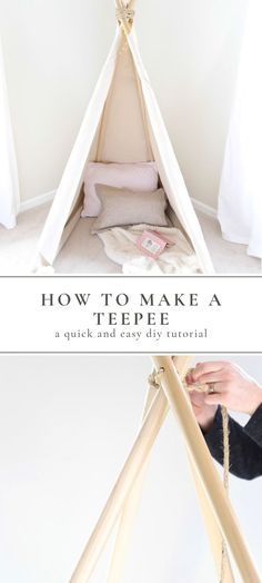 How To Make Teepee, Tp Tent, Make A Teepee, Teepee Diy, No Sew Teepee, Teepee Tutorial, Toddler Teepee, Diy Kids Teepee, Diy Teepee Tent