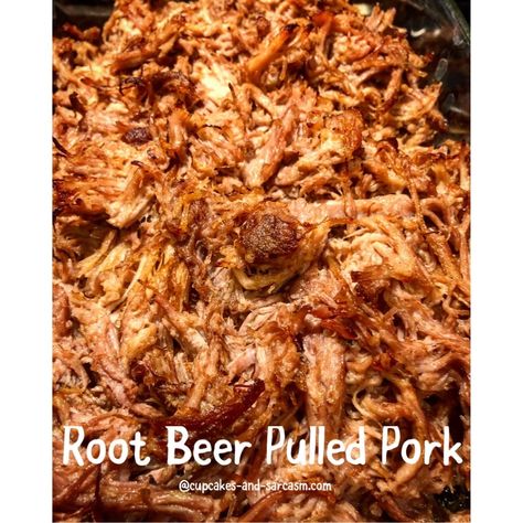 Root Beer Pulled Pork - Cupcakes and Sarcasm Root Beer Pork, Pulled Pork Oven Recipe, Pork Loin Pulled Pork, Root Beer Pulled Pork, Braised Pulled Pork, Rootbeer Pulled Pork, Pulled Pork Oven, Roaster Recipes, Beer Pulled Pork