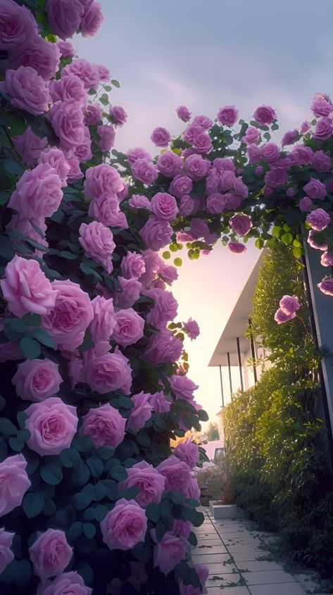 Purple Climbing Flowers, Purple Climbing Roses, Facts About Plants, Climbing Flowers, Rose Flower Pictures, Blossom Garden, Good Morning Beautiful Flowers, Floor Wallpaper, Nothing But Flowers