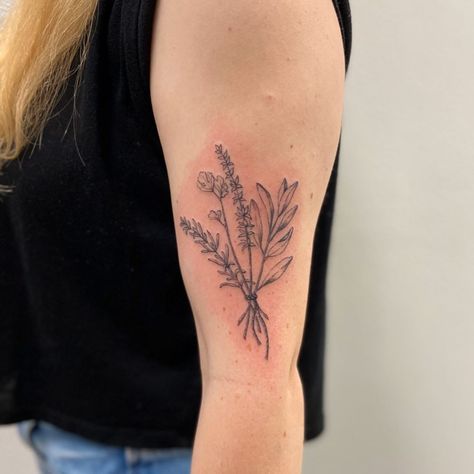 it’s only been a week + i miss tattooing so dang much ! • here’s a sweet one from the good ol days • parsley sage rosemary + thyme for… Rosemary Bundle Tattoo, Sage And Lavender Tattoo, Rosemary And Thyme Tattoo, Parsley Sage Rosemary And Thyme Tattoo, Sage Flower Tattoo, Sage Leaf Tattoo, Parsley Tattoo, Sage Tattoo Flower, Sage Bundle Tattoo