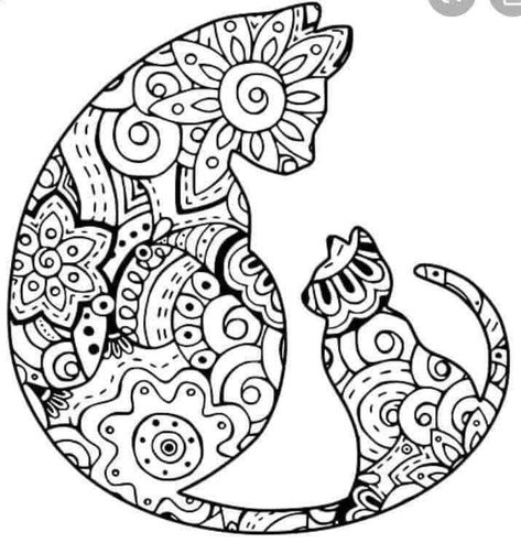 Cat Mandala, Cat Coloring Book, Zen Doodle Art, Detailed Coloring Pages, Cat Coloring Page, Mandala Coloring Pages, Cute Coloring Pages, Zentangle Art, Cat Colors