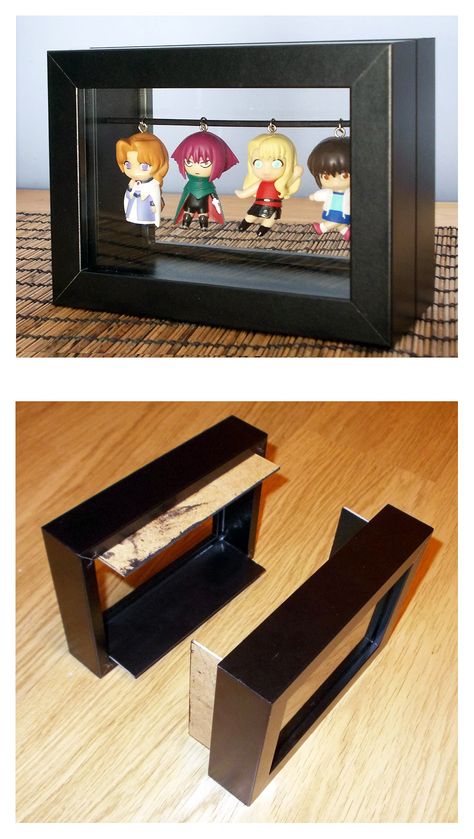 Freestanding RIBBA frames keychain display box - instructions #ikea_hacks Diy Keychain Display, Manga Shelving, Keychain Organizer, Display Necklaces, Chain Display, Ikea Frame, Keychain Display, Ita Bags, Diy Shadow Box