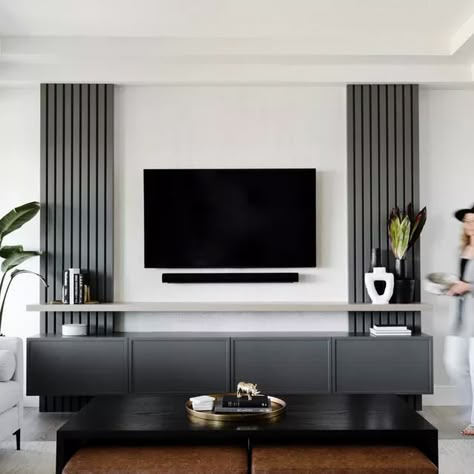 Ruang Tv, Modern Tv Wall Units, Living Room Wall Units, Floor Renovation, Wall Tv Unit Design, Latest Living Room Designs, Tv Room Design, Tv Wall Design, Home Design Living Room