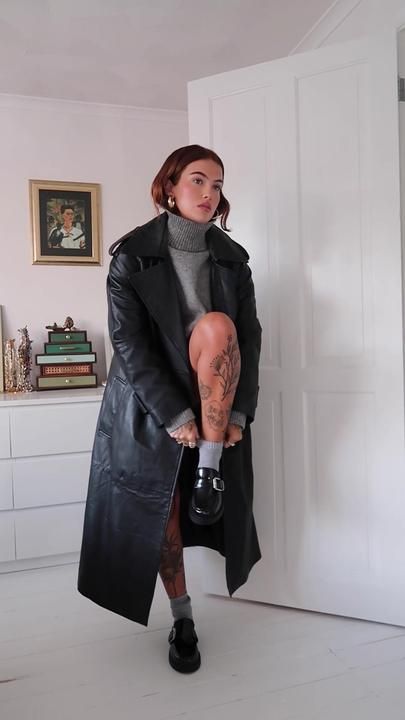 Sophie Floyd Tattoo, Sophie Floyd Outfit, Soph Floyd, Sophie Floyd, Long Leather Coat, Fashion Baby, Wardrobe Style, Inspired Outfits, Soft Grunge