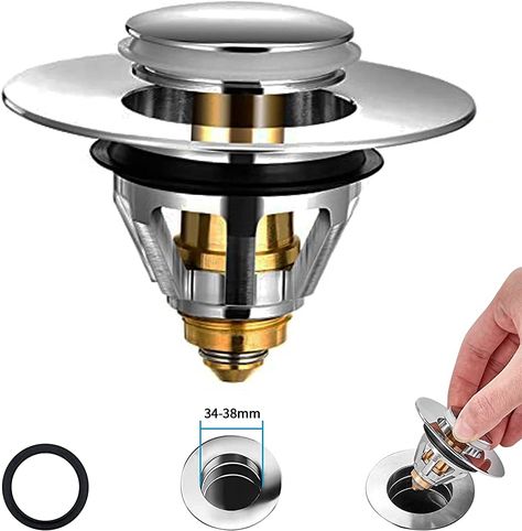 Sink Plug, Sink Strainer Spring Core Pop Up Drain Plug, Universal Sink Stopper Replacement for Bathroom and Kitchen,Chrome Bath Plug No Overflow Basin Drain Filter Hair Catcher with Basket (1 Pcs) : Amazon.co.uk: Home & Kitchen Stainless Steel Bathroom Sink, Bathroom Sink Stopper, Sink Drain Stopper, Sink Stopper, Drain Stopper, Bathroom Drain, Bathroom Sink Drain, Sink Strainer, Bathtub Accessories