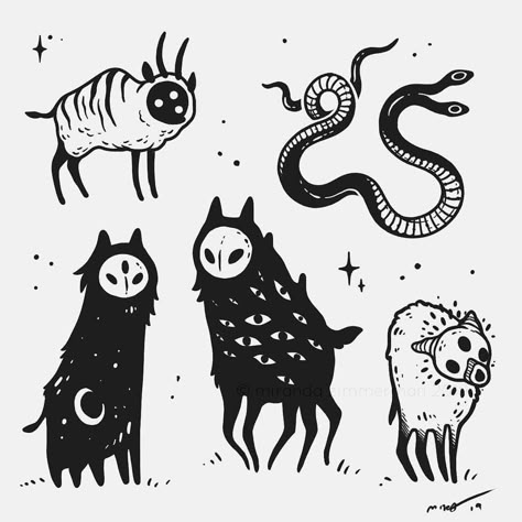 Weird Creatures Art, Creatures To Draw, Miranda Zimmerman, Spooky Creatures, Soyut Sanat Tabloları, 캐릭터 드로잉, Arte Inspo, Arte Sketchbook, Creepy Art