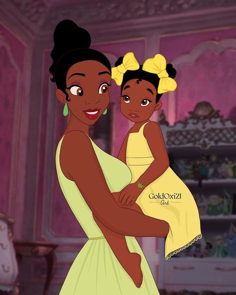 Tiana as a Mom Black Disney Princess, Tiana And Naveen, Tiana Disney, Disney Princess Babies, Princesa Tiana, Disney Princess Tiana, Black Princess, Disney Princess Drawings, Princess And The Frog