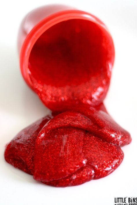 Slime Pictures, Fall Science Activities, Sparkle Slime, Basic Slime Recipe, Edible Slime Recipe, Red Slime, Preschool Apple Theme, Cool Slime Recipes, Edible Slime