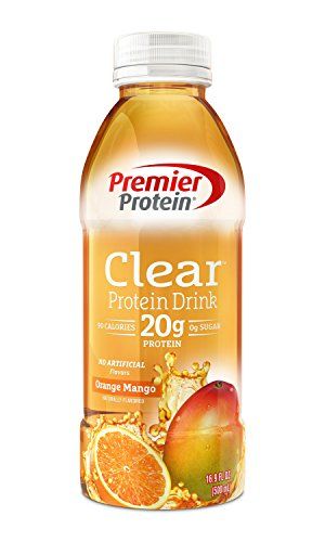 Premier Protein High Protein Ready To Drink Beverage Orange Mango 12 Count -- Amazon most trusted e-retailer Clear Protein Drinks, Raspberry Drink, Fiber Snacks, Protein Powder Shakes, Premier Protein, Healthy Prawn Recipes, Protein Packed Breakfast, Protein Shake Recipes, Healthy Food List