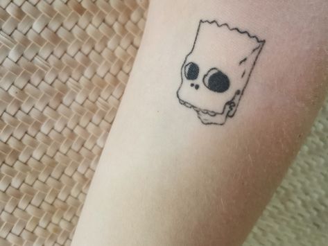 Bart Simpson Skull Tattoo, Bart Skull, Bart Simpson Tattoo, Simpson Tattoo, Simpsons Tattoo, Stick Tattoo, Skeleton Tattoos, Tattoo For Son, Anime Tattoo