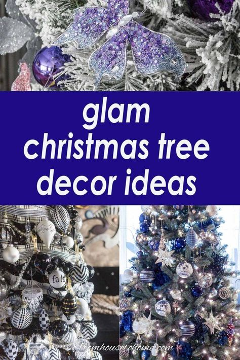 Glam Christmas Tree Ideas, Themed Christmas Tree Ideas, Christmas Holidays Decorations, Christmas Tree Colour Scheme, Blue Christmas Tree Decorations, Glam Christmas Tree, Elegant Christmas Tree Decorations, Purple Christmas Tree, Themed Christmas Tree