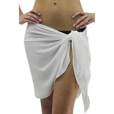 White Semi Sheer Short Sarong Bathing Wrap ($15) ❤ liked on Polyvore featuring swimwear, cover-ups, white, beach cover ups, white sarong, swim suits, sheer beach cover ups and swimsuit swimwear White Sarong, Sheer Swimsuit, Beach Scarf, Wrap Swimsuit, Kaftan Designs, White Bathing Suit, Sarong Wrap, Summer Fashions, Bathing Suit Cover Up