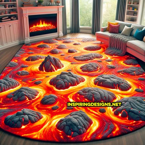 These Giant Lava Rugs Let Your Kids Realistically Play “The Floor Is Lava”! Floor Is Lava Game For Kids, The Floor Is Lava Birthday Party, Floor Is Lava Obstacle Course, Floor Is Lava Birthday Party, Floor Is Lava Game, Volcano Game, Volcano Party, Lava Floor, Recess Games