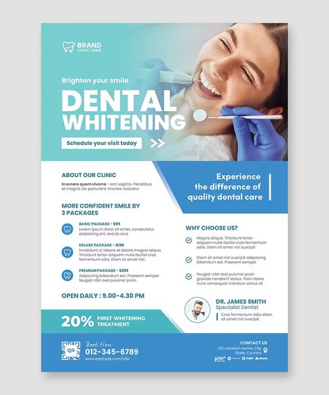 Dental Clinic Flyer Template AI, EPS Dental Clinic Ads, Dental Poster Design, Clinic Poster, Dental Posters, Price List Design, Template Instagram, Gold Collar, Dental Clinic, Dermatology