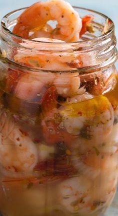 Pickled Sausage Recipe, Pickled Shrimp Recipe, Sill Recept, Pickled Recipes, Pickled Shrimp, Pickled Eggs Recipe, Mahone Bay, Shell Fish, Pickled Eggs