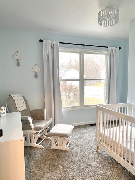 Light Blue Gray Nursery, Light Blue Baby Boy Nursery, White And Light Blue Nursery, Light Blue Nursery Gender Neutral, Light Blue Nursery Boy, Gender Neutral Nursery Blue Grey, Neutral Baby Boy Nursery, Light Blue Nursery, Baby Boys Nursery