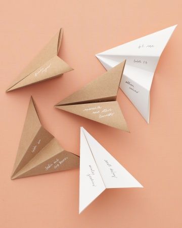 cute! // paper airplane seating cards Pretty Wedding Invitations, Seating Cards, Paper Airplane, Paper Airplanes, Martha Stewart Weddings, Paper Plane, Wedding Places, Wedding Seating, Pretty Wedding