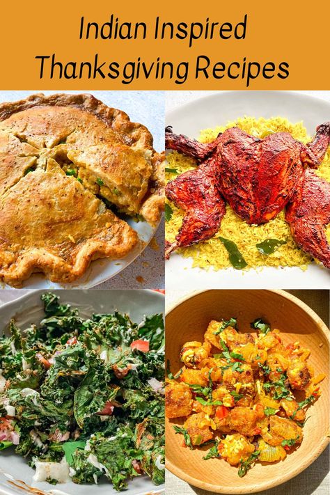 A Thanksgiving menu crafted with Indian recipes like samosa pot pie or crispy kale chaat that spice up the traditional holiday meal. Thanksgiving Asian Recipes, Thanksgiving Indian Recipes, Desi Thanksgiving Recipes, Indian Thanksgiving Recipes, South Indian Tomato Chutney, Thanksgiving Potluck Recipes, Indian Thanksgiving, Easy Thanksgiving Sides, Indian Rice Pudding