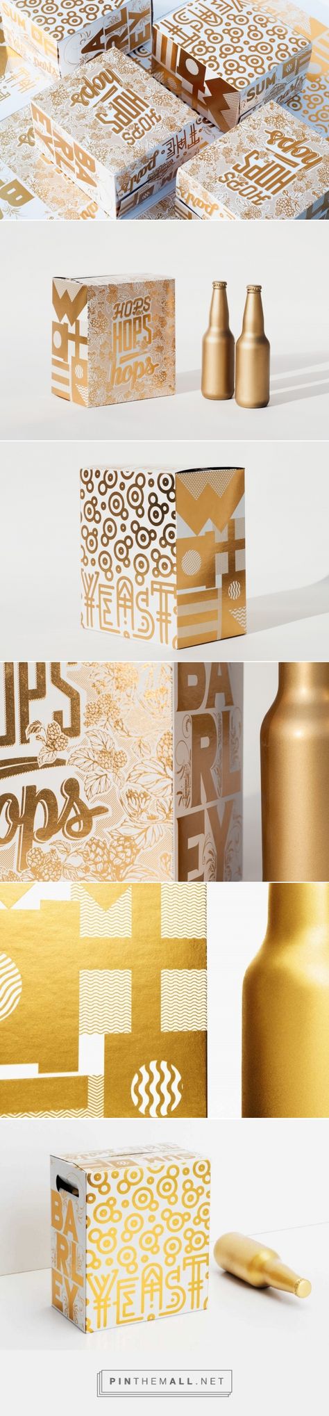 Golden Packaging Design, Golden Packaging, Modern Packaging Design, Beer Packaging Design, Creative Package Design, Modern Packaging, Beer Art, Wine Label Design, Cool Packaging