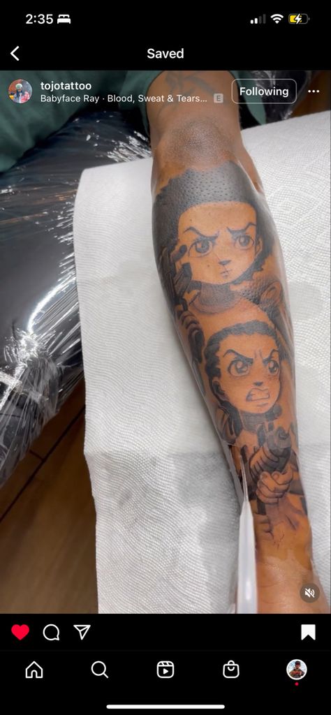 Boondocks Tattoo, Black Men Tattoos, The Boondocks, Tattoo Aesthetic, Men Tattoo, Men Tattoos, Black Boy, Chris Brown, Black Boys