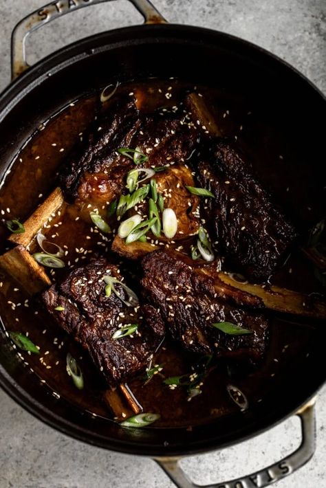 Asian Braised Short Ribs, Asian Short Ribs, Lamb Steak, Beef Short Ribs Recipe, Dishes To Cook, Braised Short Ribs Recipe, Ginger Miso, Beef Short Rib Recipes, Short Ribs Recipe