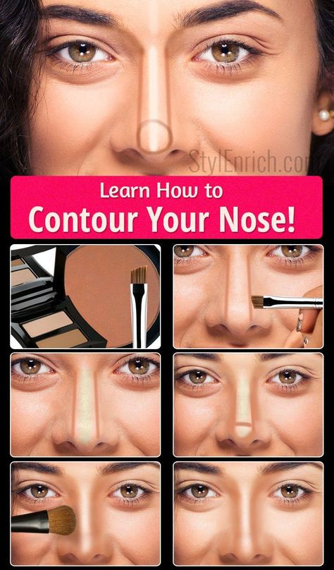 Contour Techniques, Contouring Nose, Simple Contour, Perfect Face Shape, Contouring Tips, Teknik Makeup, Bulbous Nose, Makeup Contouring, Nose Contour