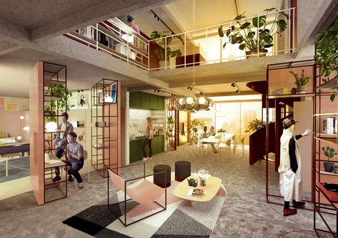 MINI LIVING's First Permanent Building Will Transform a Paint Factory into a Co-living Hotspot in Shanghai,Courtesy of MINI LIVING Co Housing, Open Architecture, Leisure Space, Co Living, Micro Apartment, Tiny Apartments, Industrial Buildings, Urban Living, Apartment Interior Design