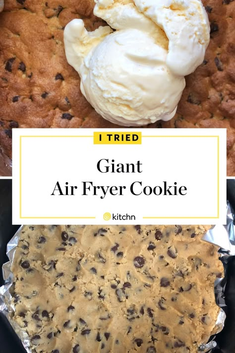 Nestle Cookie Dough, Air Fryer Chocolate Chip Cookies, Air Fryer Dessert, Hot Air Fryer, Deep Dish Cookie, Small Batch Cookies, Cookie Bars Easy, Pan Cookies, Giant Chocolate