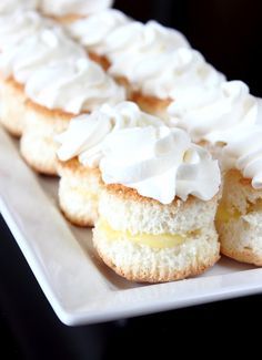 Angel Food Cake Sandwiches with Lemon Curd and Whipped Cream...perfect for your next tea party Cake Sandwiches, Divine Angel, Angel Food Cupcakes, Food Sandwiches, Tea Party Sandwiches, Tea Sandwiches Recipes, Food Cupcakes, Mini Sandwiches, Tea Party Food