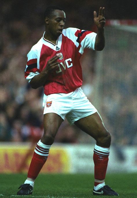 Ian Wright of Arsenal in 1992. Football Heritage, Arsenal Kit, Arsenal Fc Wallpapers, Brighton & Hove, Arsenal Wallpapers, Ian Wright, Football Photography, Arsenal Players, Shirt Inspiration