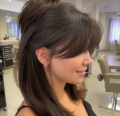 Short Curtain Bangs Short Hair, Bangstyle Hair Short, Bangstyle Hair Long, Lydia Costume, Bangstyle Hair, Haircut Aesthetic, Dreamy Hair, Hair Colouring, Hair Streaks