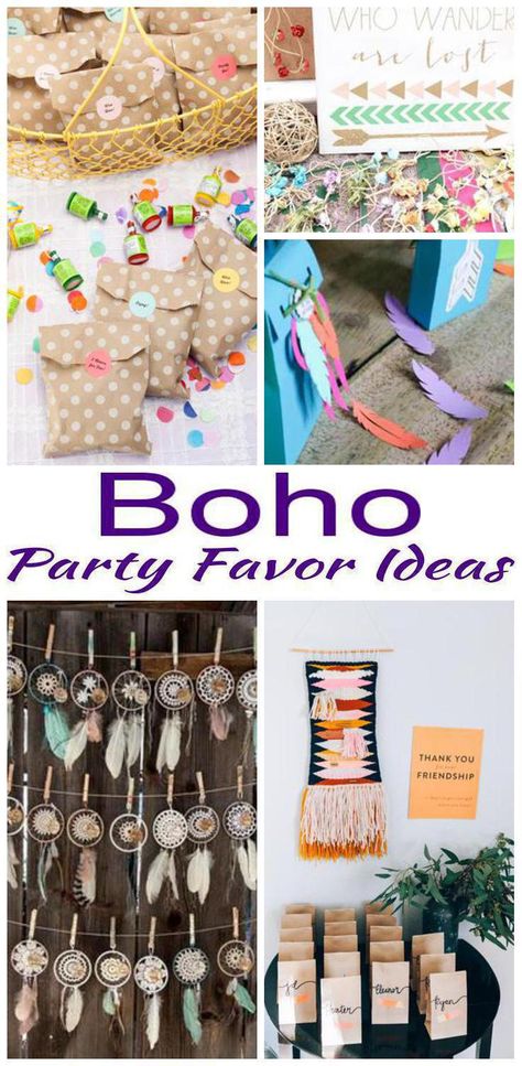 Boho Birthday Party Favors! Searching for cool favors for your Boho theme party? Look no further - here are some of the best Boho party favors for your next celebration. From goodie bags to dream catchers to candy and more. Boys and girls will love any of these favor ideas for their birthday. Find amazing, unique, creative, DIY ideas. Get your Boho chic party favors now! Dream Catcher Theme Party, Boho Themed Party Birthdays, Boho Birthday Party Favors, Boho Party Ideas, Engagement Fiesta, Boho Party Favors, Coachella Theme Party, Boho Themed Party, Cheap Birthday Party