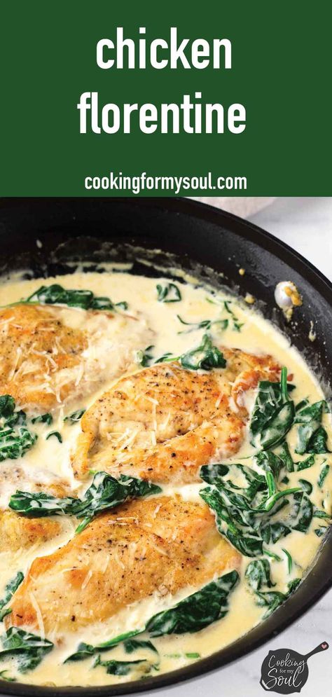 Baked Chicken Florentine, Creamy Chicken Florentine, Chicken Florentine Recipe, Creamy Spinach Chicken, Spinach Cream Sauce, Creamy Spinach Sauce, Florentine Recipe, Bruschetta Chicken Pasta, Spinach Sauce