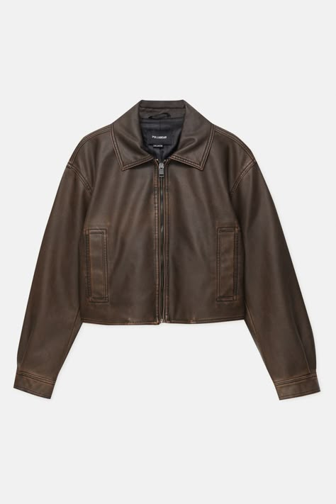 Pull And Bear Jacket, Ny Outfits, Jacket Outfit Women, Brunch Outfit, Cool Jackets, Pull & Bear, Brown Leather Jacket, Brown Jacket, Outfit Inspo Fall