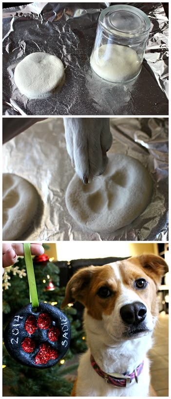 Oliver paw print christmas ornament DIY Salt Dough Puppy Paw Print Christmas Ornaments #Recipe #Chalkboard paint | CraftyMorning.com Ornament Dough, Ornaments Cricut, Diy Salt Dough, Paw Print Christmas, Puppy Paw Print, Crafty Morning, Puppy Paw Prints, Puppy Paw, Ornament Diy