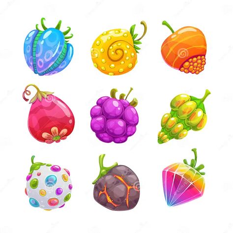 Alien Fruit Concept Art, Fantasy Fruit Concept Art, Fruit Concept Art, Fantasy Fruit, Dnd Journal, Magical Fruit, Reality Creation, Drawing Food, Devil Fruit