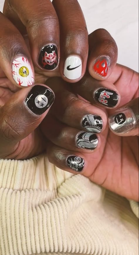 Men’s Nails Design, Men Nail Ideas, Men Gel Nails, Mens Nails Painted, Boy Nail Art, Male Nail Designs, Nails Monochrome, Male Manicure, Nails Nike