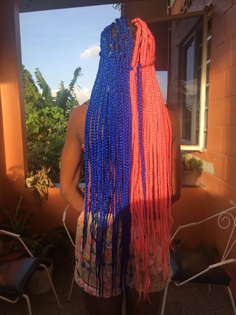 Split Dye Box Braids, Blue Box Braids, Split Dye, Blue Box, Box Braids, Crochet Scarf, Hair Ideas, Split, Braids