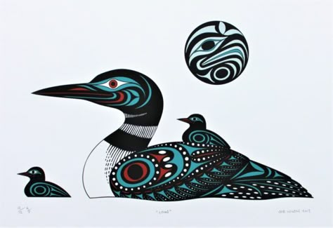 Tatouage Haida, Loon Tattoo, Native Artwork, Pacific Northwest Art, Haida Art, Inside Art, Inuit Art, Art Carte, Artist Biography